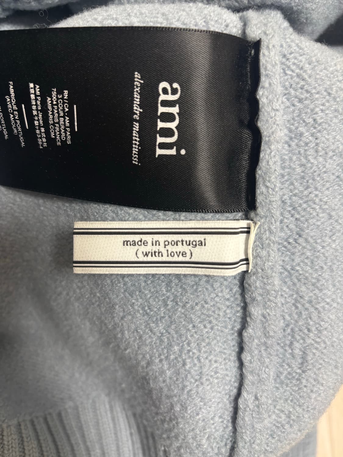 아미 빅하트 로고 오버사이즈 인타르시아 스웨터 니트_스틸 블루 니트 상품이미지6