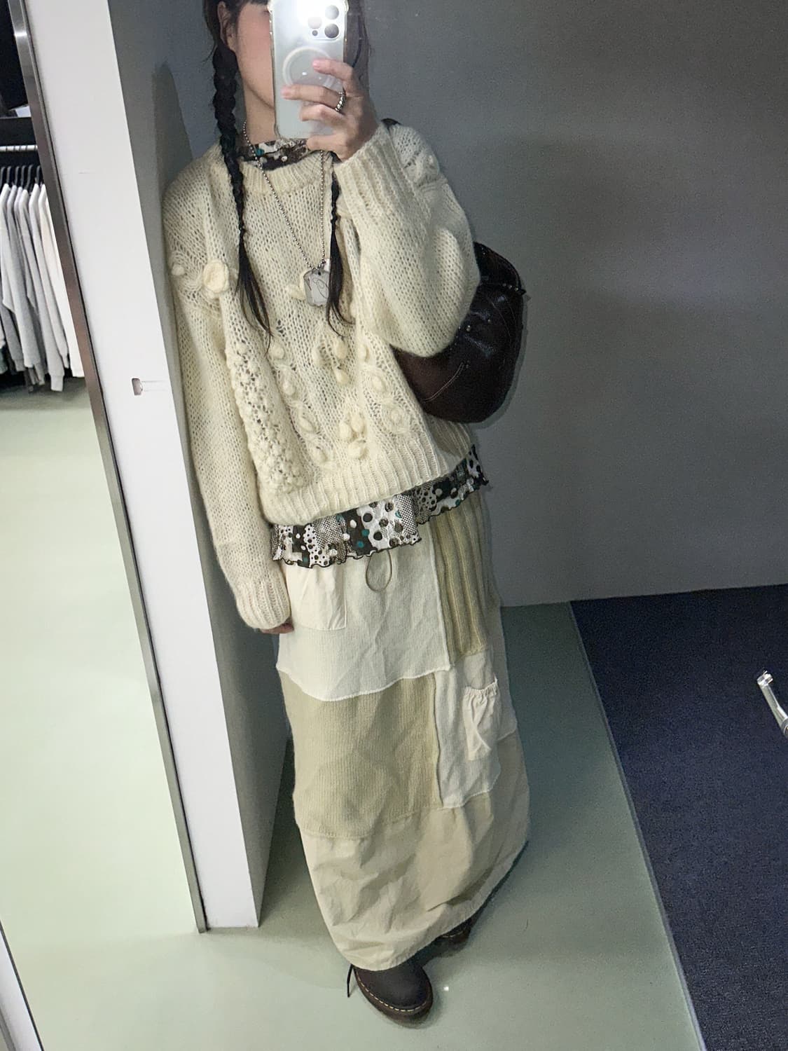 zara knit patchwork maxi skirt 상품이미지2
