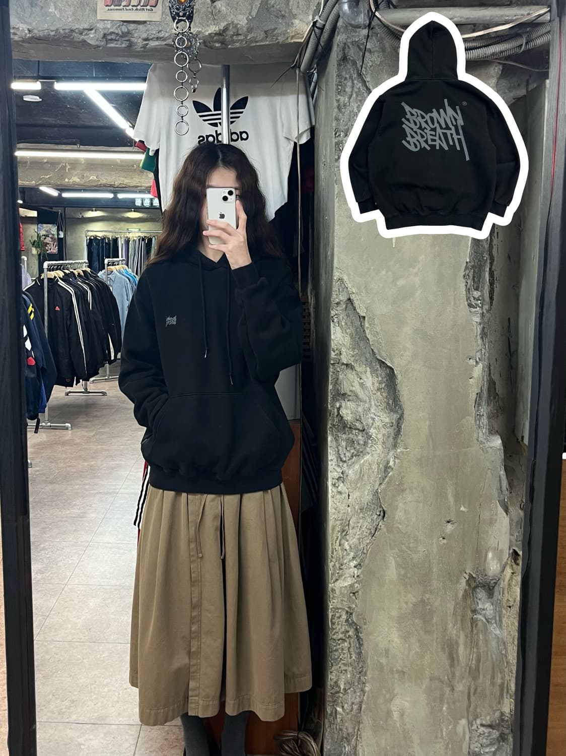 브라운 브레스 기모 후드티 블랙 S #csz2535 상품이미지1