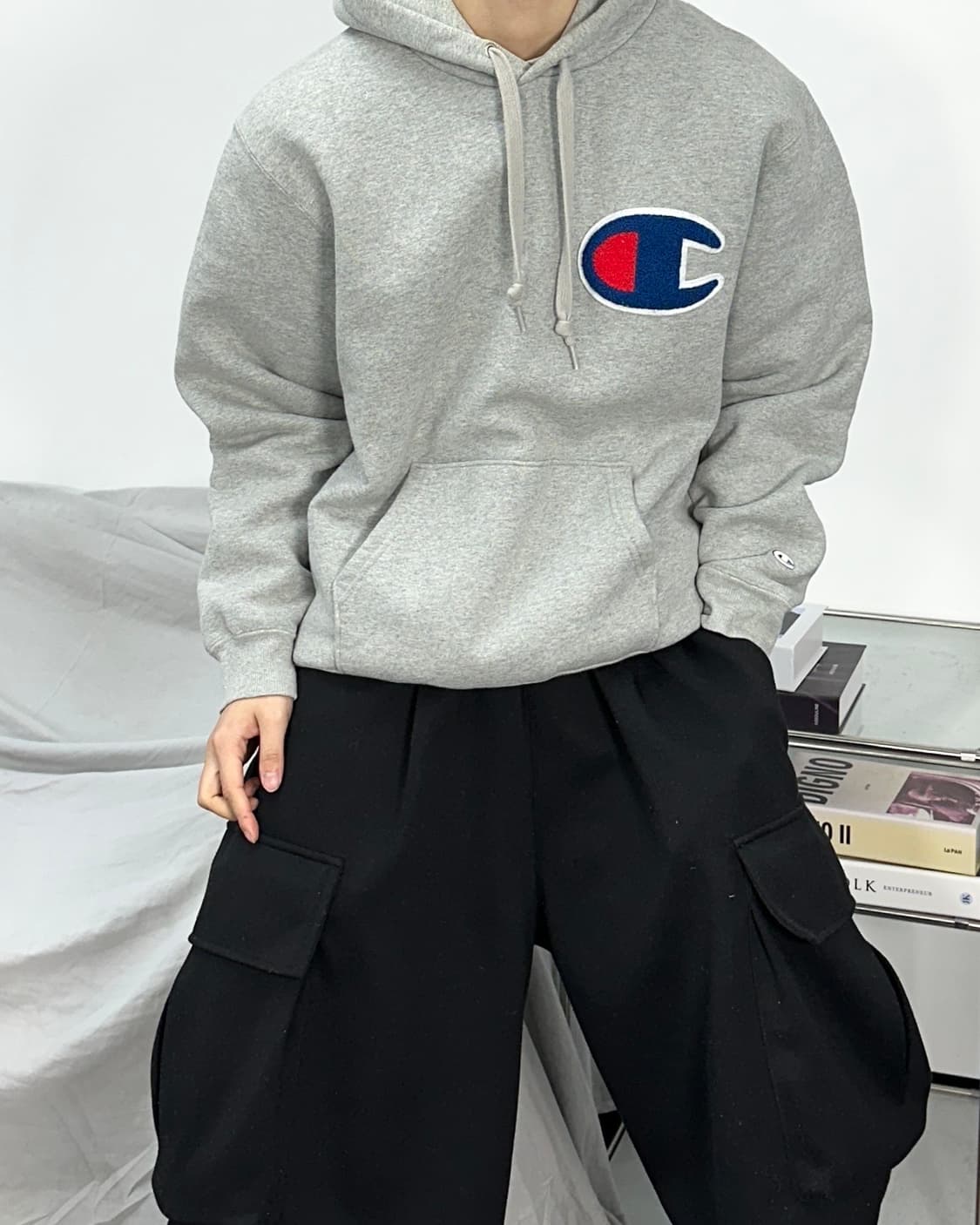 챔피온 빅C로고 그레이 후드티 XL 상품이미지2