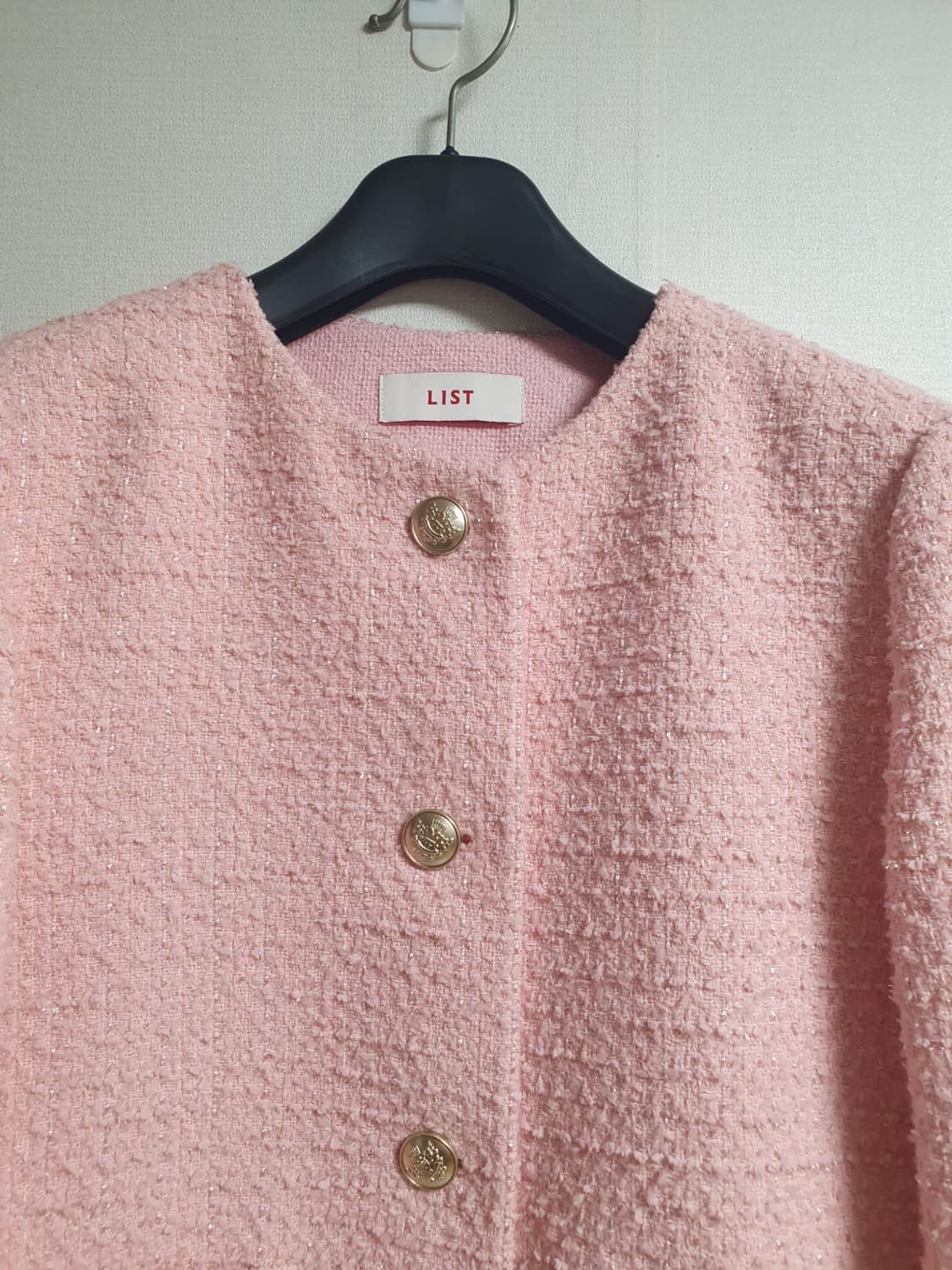 무료배송 !! LIST 핑크 트위드 자켓 66사이즈 1회착용 상품이미지2