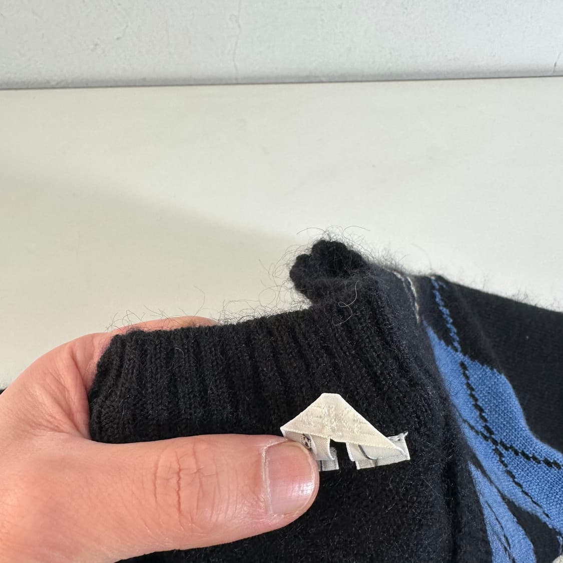 M 아르켓 네이비 아가일 모헤어 라운드니트 상품이미지3