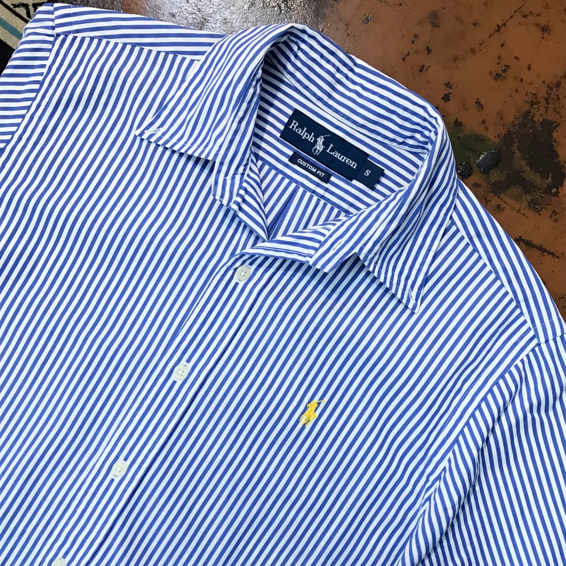 폴로랄프로렌 블루 스트라이프 반팔 셔츠 남성 102 여성 루즈핏 상품이미지3