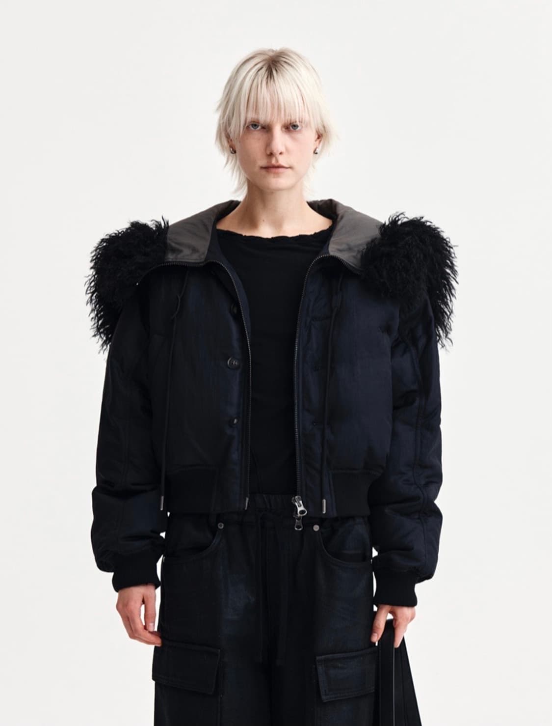 마땡킴 퍼 후디 봄버 다운 자켓 상품이미지1