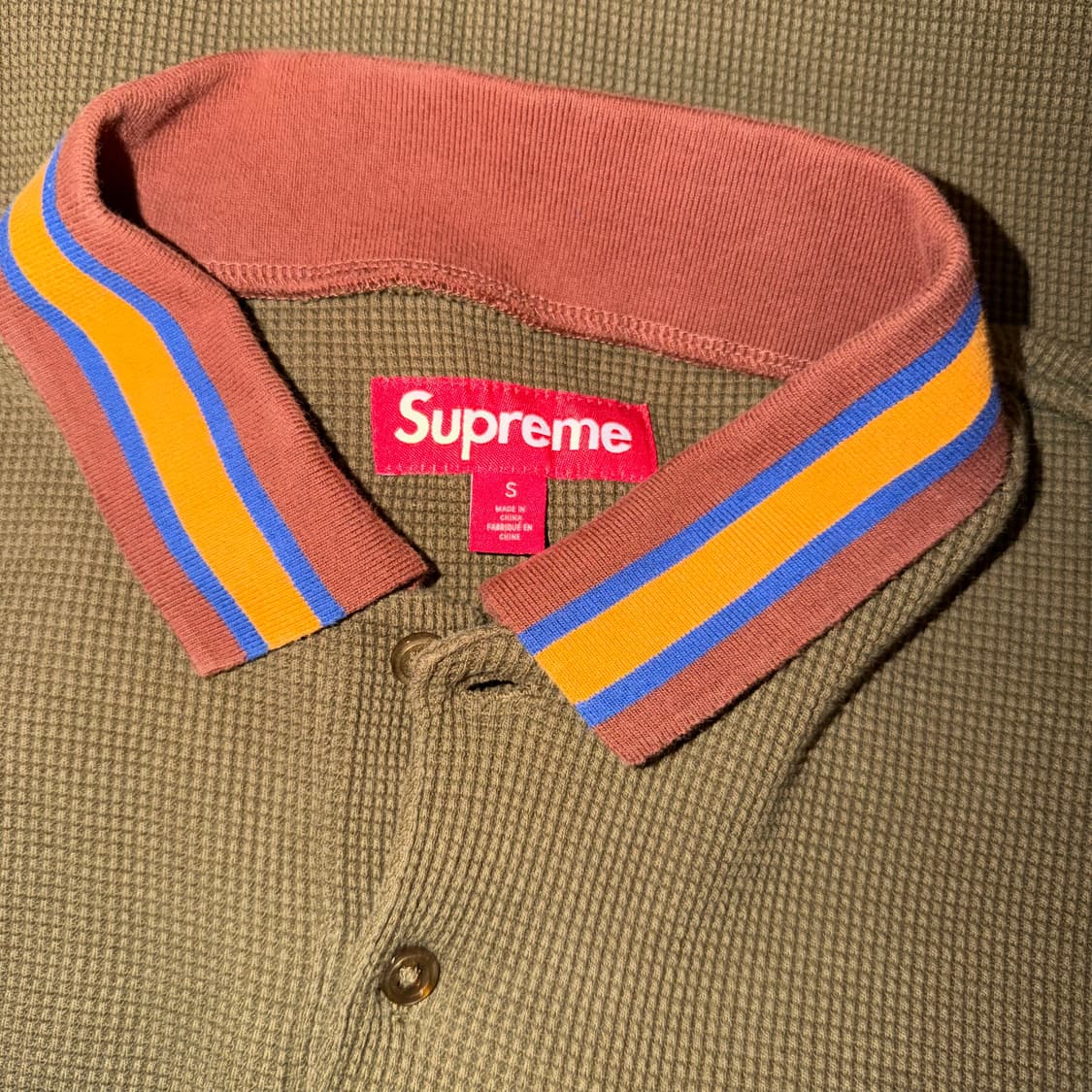 슈프림 써멀 롱슬리브 폴로 올리브/카키 (S) 상품이미지3