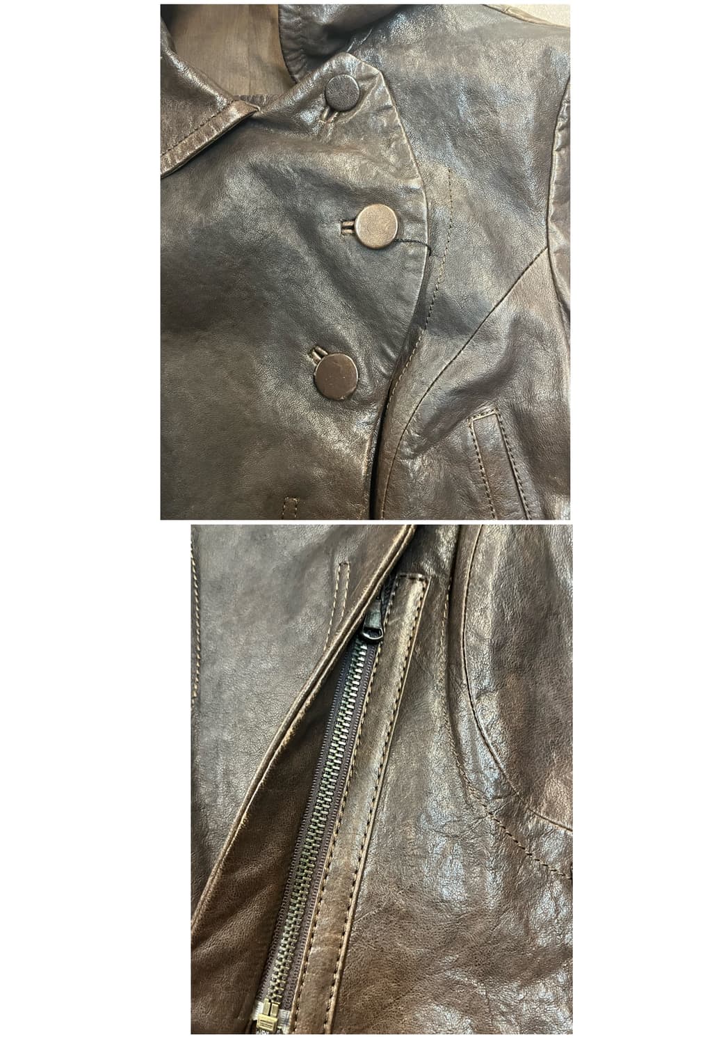 빈티지 양가죽 레더 자켓 브라운 S #csz2085 상품이미지6