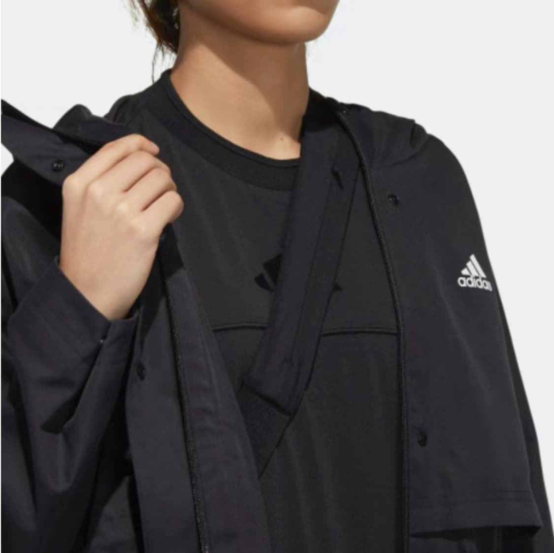 아디다스 우먼스 여성 테크 자켓 윈드러너 롱 바람막이 점퍼 블랙 L 상품이미지2