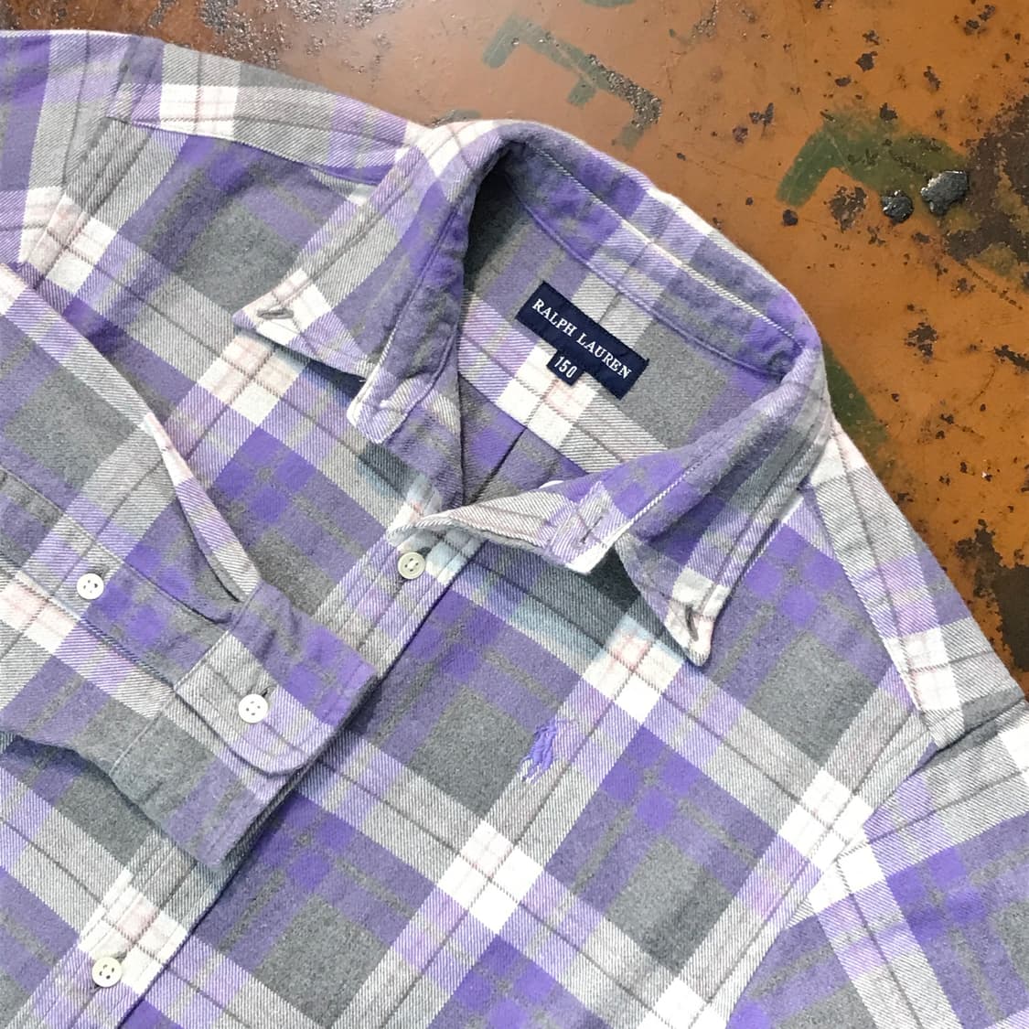 폴로랄프로렌 연보라 타탄 체크 헤비코튼 셔츠 여성 44 사이즈  상품이미지3