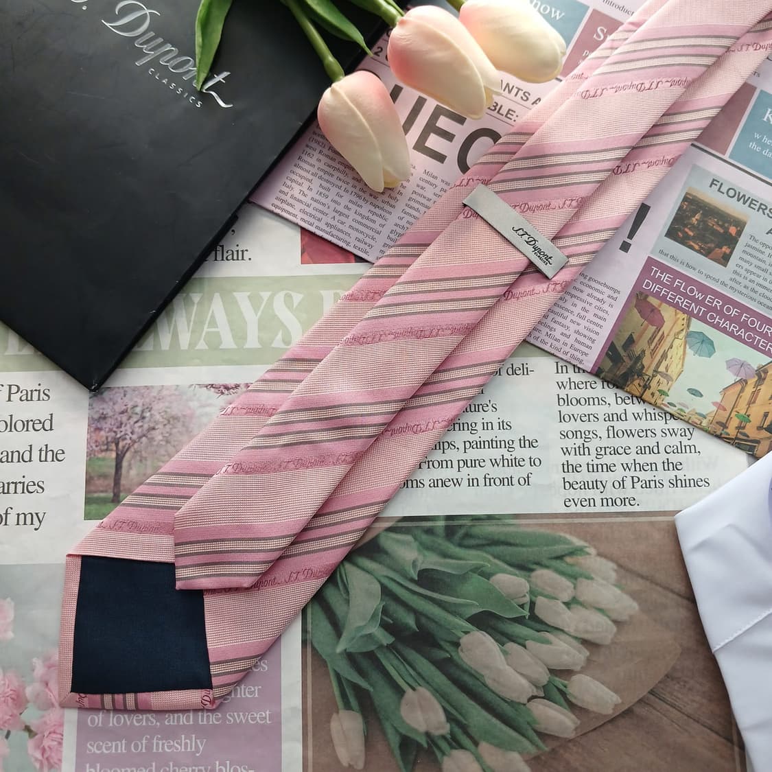 에스 티 듀퐁 실크 핑크 스트라이프 넥타이 8cm A+등급 A18775
 상품이미지4