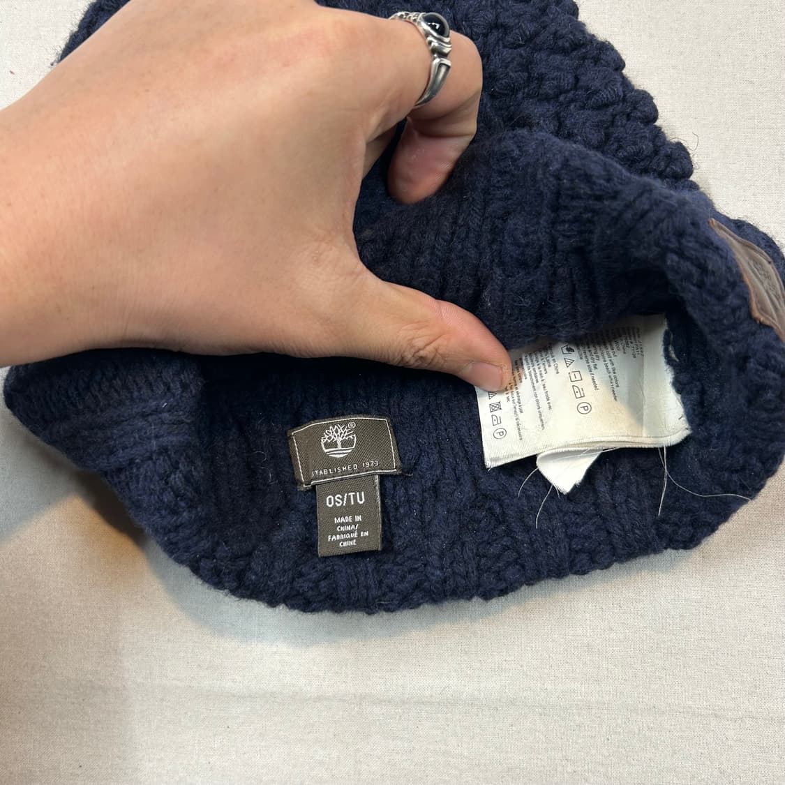 팀버랜드 네이비 가죽패치 니트 비니 모자 상품이미지5