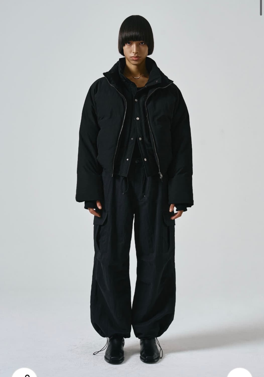 (50) 노이어 크롭 레이어드 푸퍼 자켓 패딩 (블랙) 판매 상품이미지2