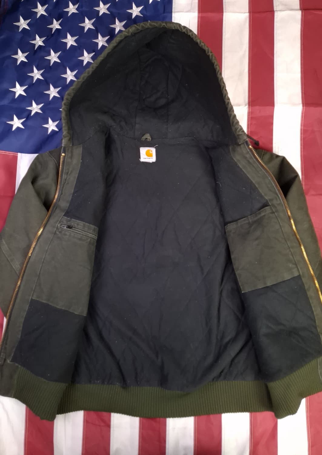 오리지날 구형 칼하트 J-130 모스그린 덕액티브 후드자켓 상품이미지7