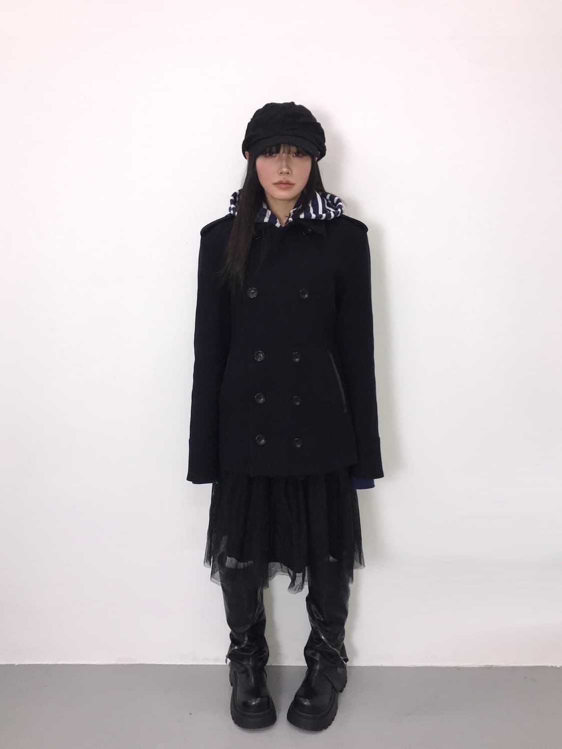 Jpn Navy Double-Breasted Wool Coat 상품이미지1