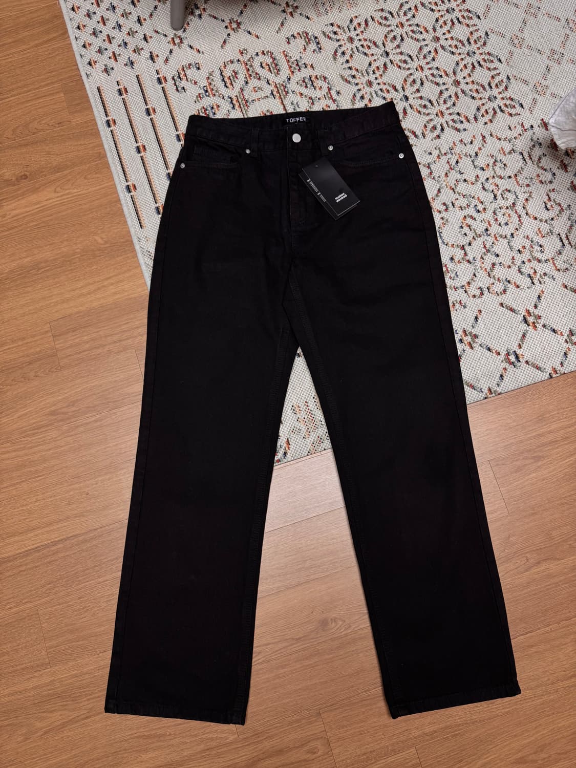 토피 TOFFEE 와이드 데님 팬츠 블랙 L 상품이미지2