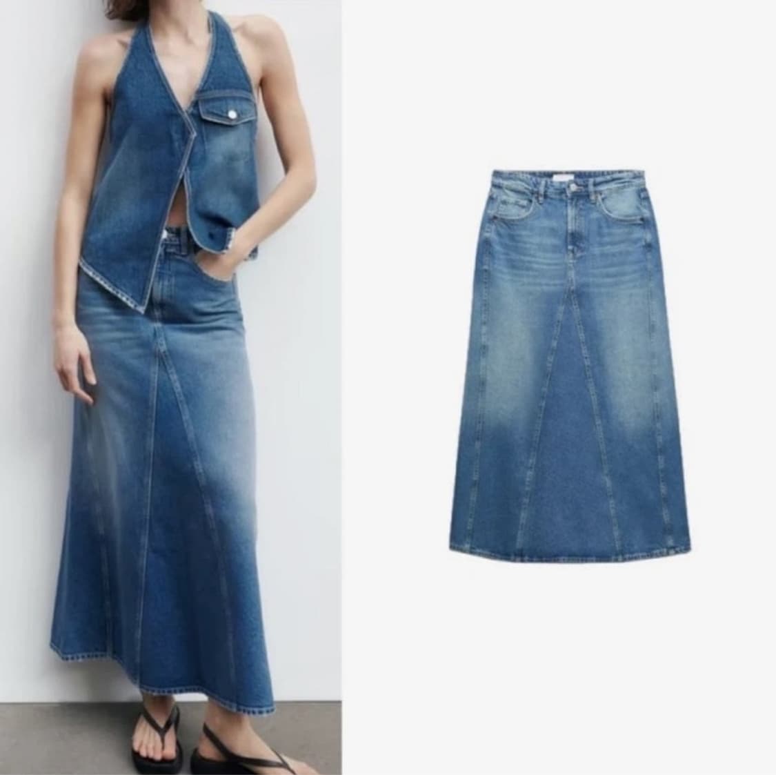 자라 zara 데님 롱스커트 상품이미지1