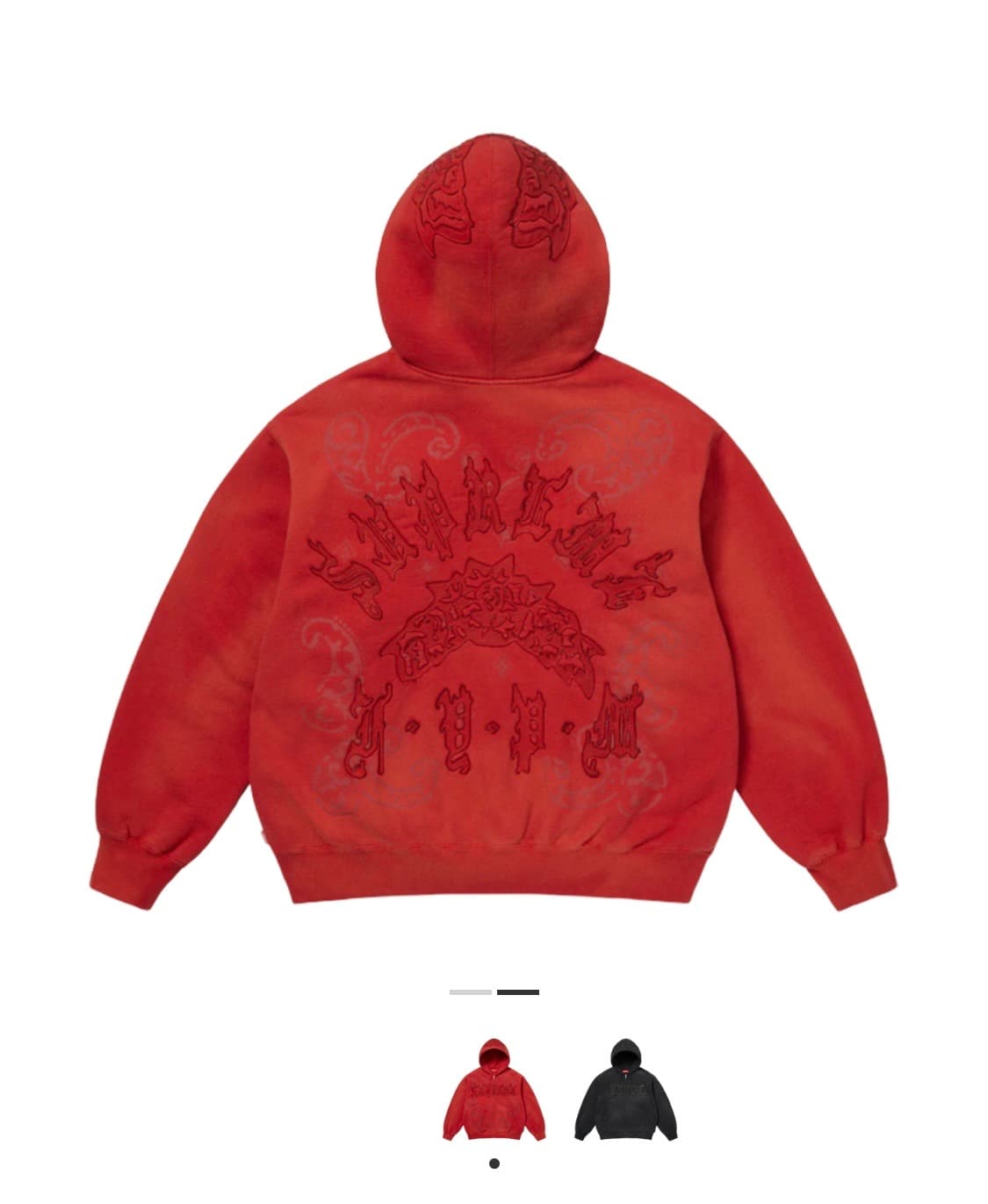 슈프림 레더 아플리케 집업 후드 스웨트셔츠 번트 레드 - 25SS 상품이미지10