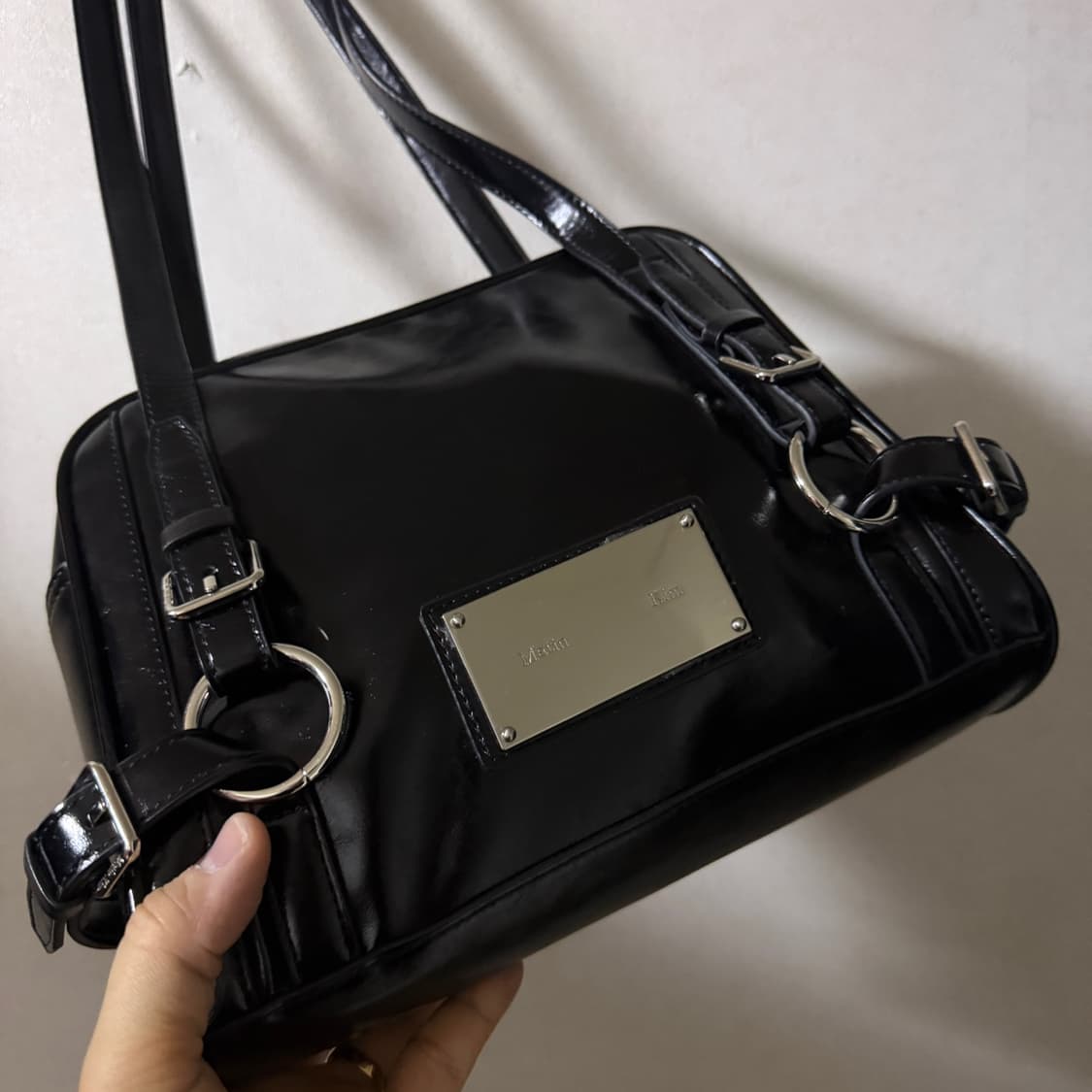 마뗑킴 바이커 디테일 스퀘어 숄더백 블랙 상품이미지3