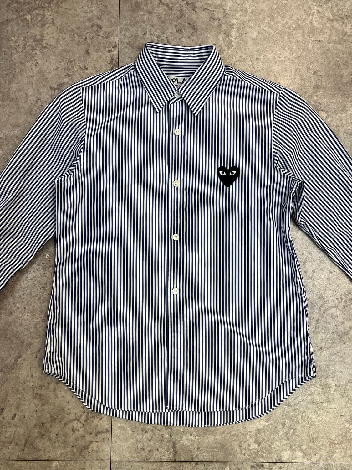 꼼데가르송 스트라이프 셔츠 네이비 S #csz2728  상품이미지5