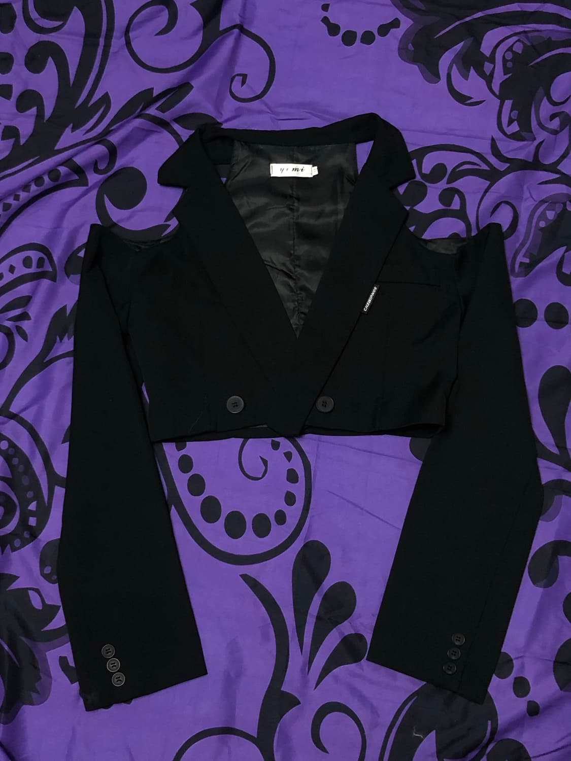 락시크 연말 CHAWIPNOS 컷아웃 크롭 자켓 블랙 상품이미지2