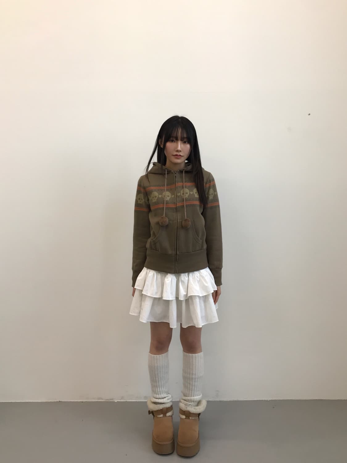 Jpn Fairy Grunge Skull PomPom Hoodie zip 상품이미지1