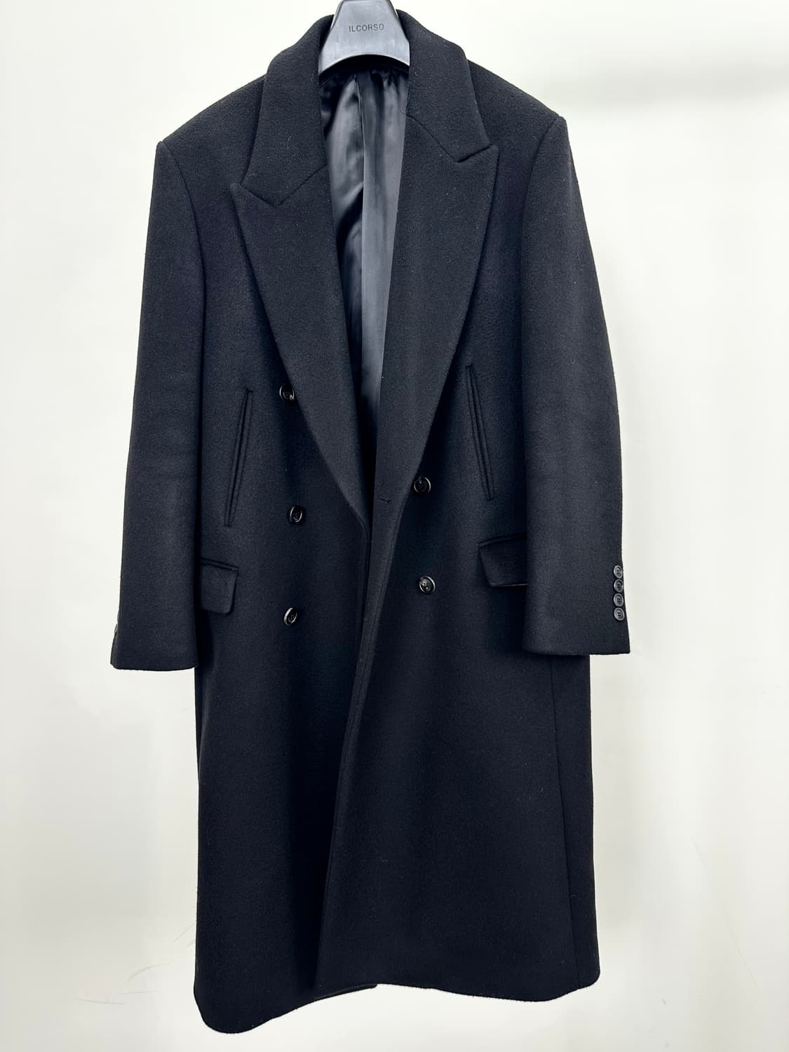 에센셜 바이 이큐엘 더블 브레스티드 코트 블랙 XL 상품이미지1