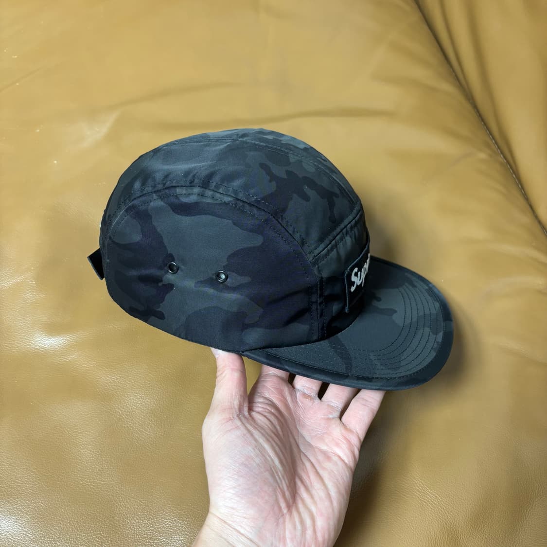 슈프림 캠프캡 모자 박스로고 나일론 카모 블랙 상품이미지3