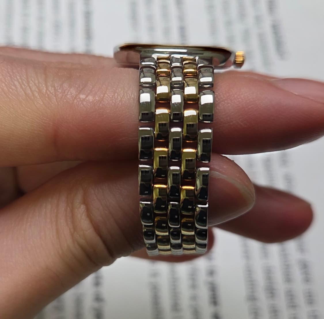 빈티지 오메가 드빌 18K콤비 올리브그린 2줄 콤비 슬림쿼츠 여성용 상품이미지6