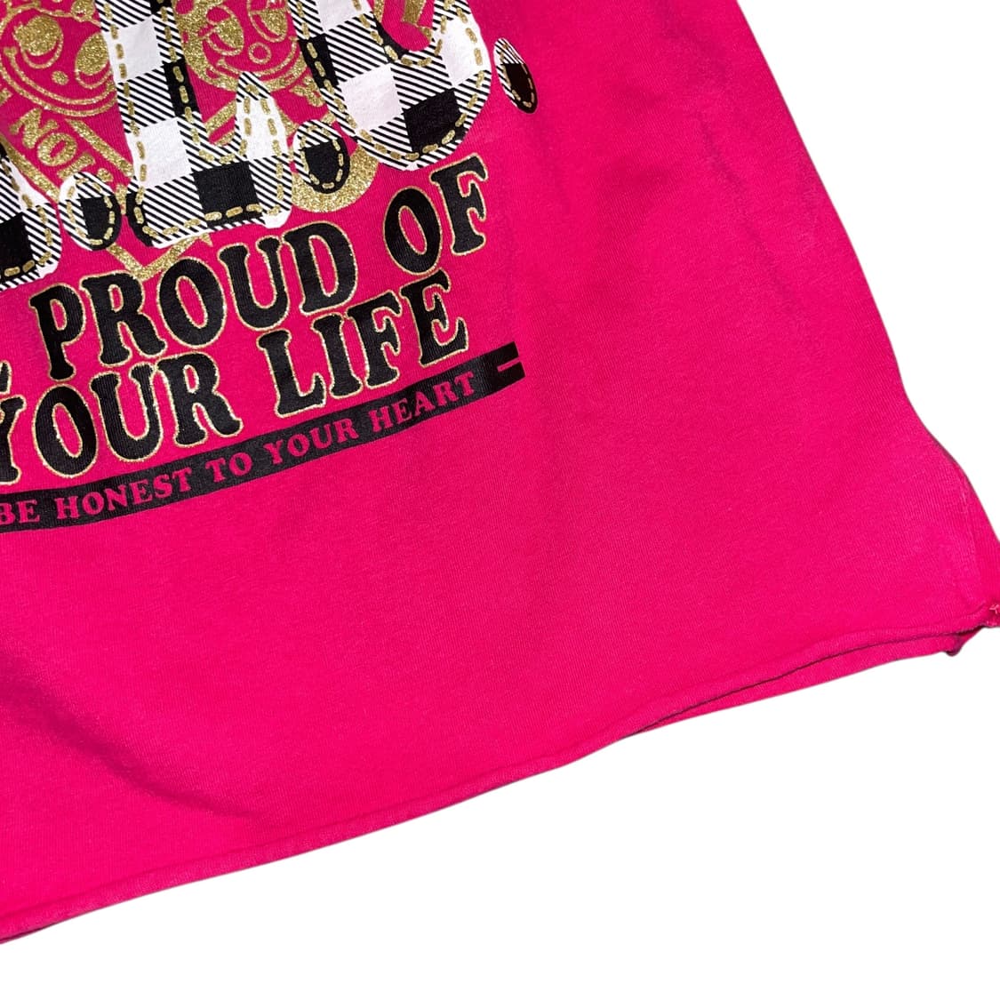 k.L.C. 핑크 캐릭터 체크 퍼프 반팔 키치 갸루 펑크 상품이미지3