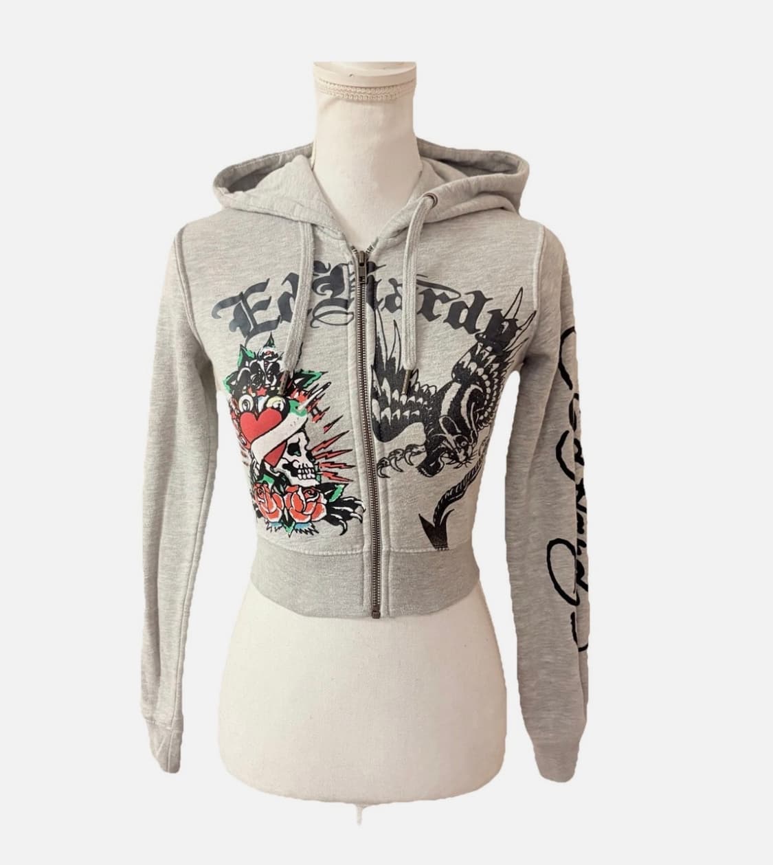 Ed hardy 에드하디 풀업 프린팅 롱 슬리브 크롭 후드집업 상품이미지1