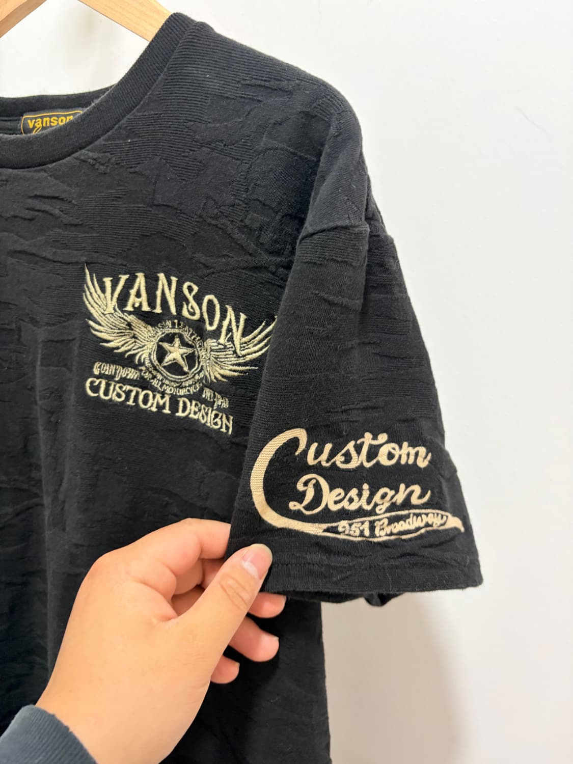 Vanson Leathers 밴슨 자수 물결 반팔 티셔츠 상품이미지5