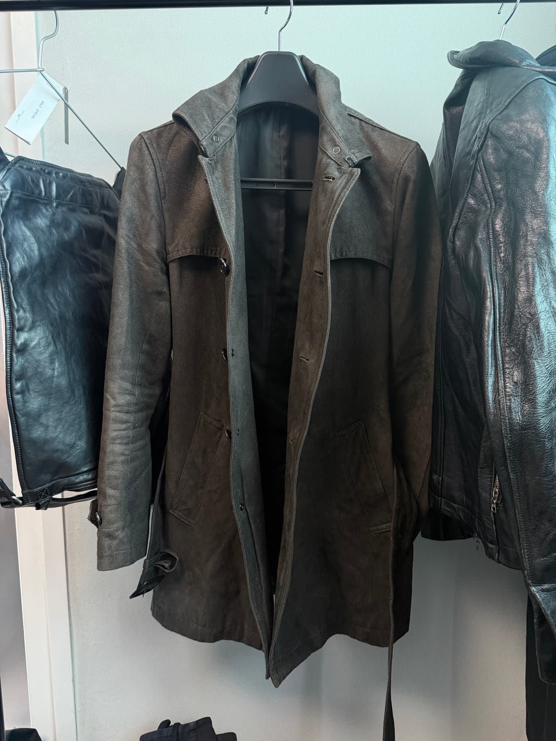 TORNADO MART 워시드 레더 벨티드 코트 L 상품이미지3