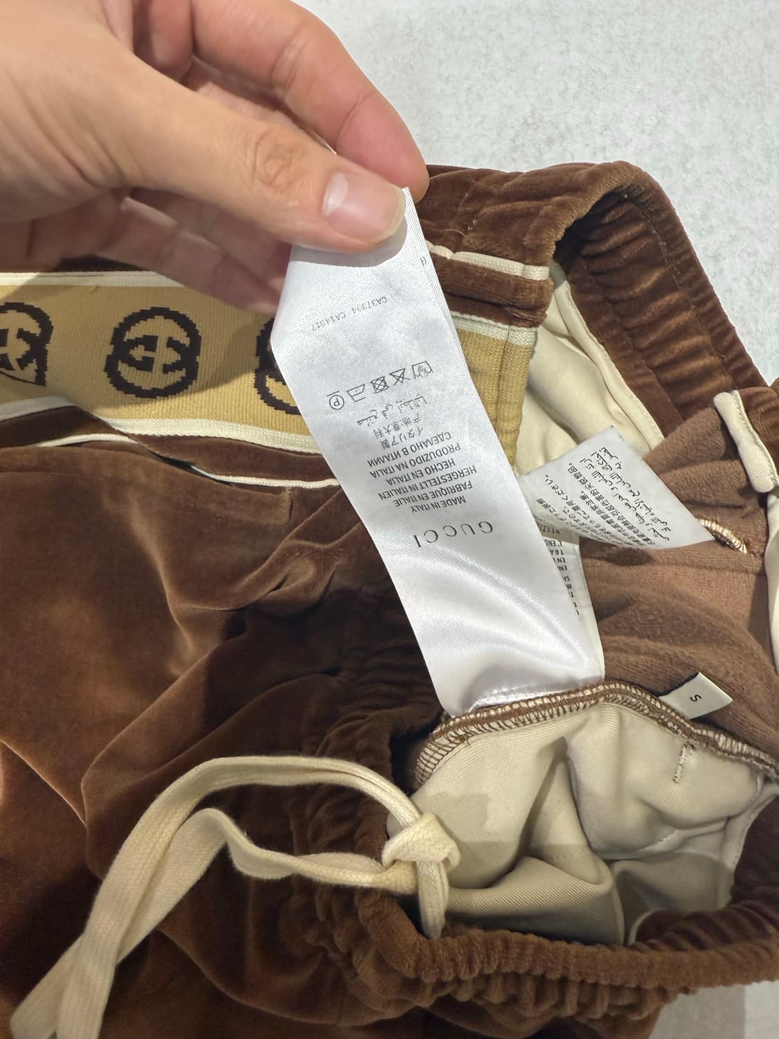 구찌 패턴 벨벳 팬츠 상품이미지5