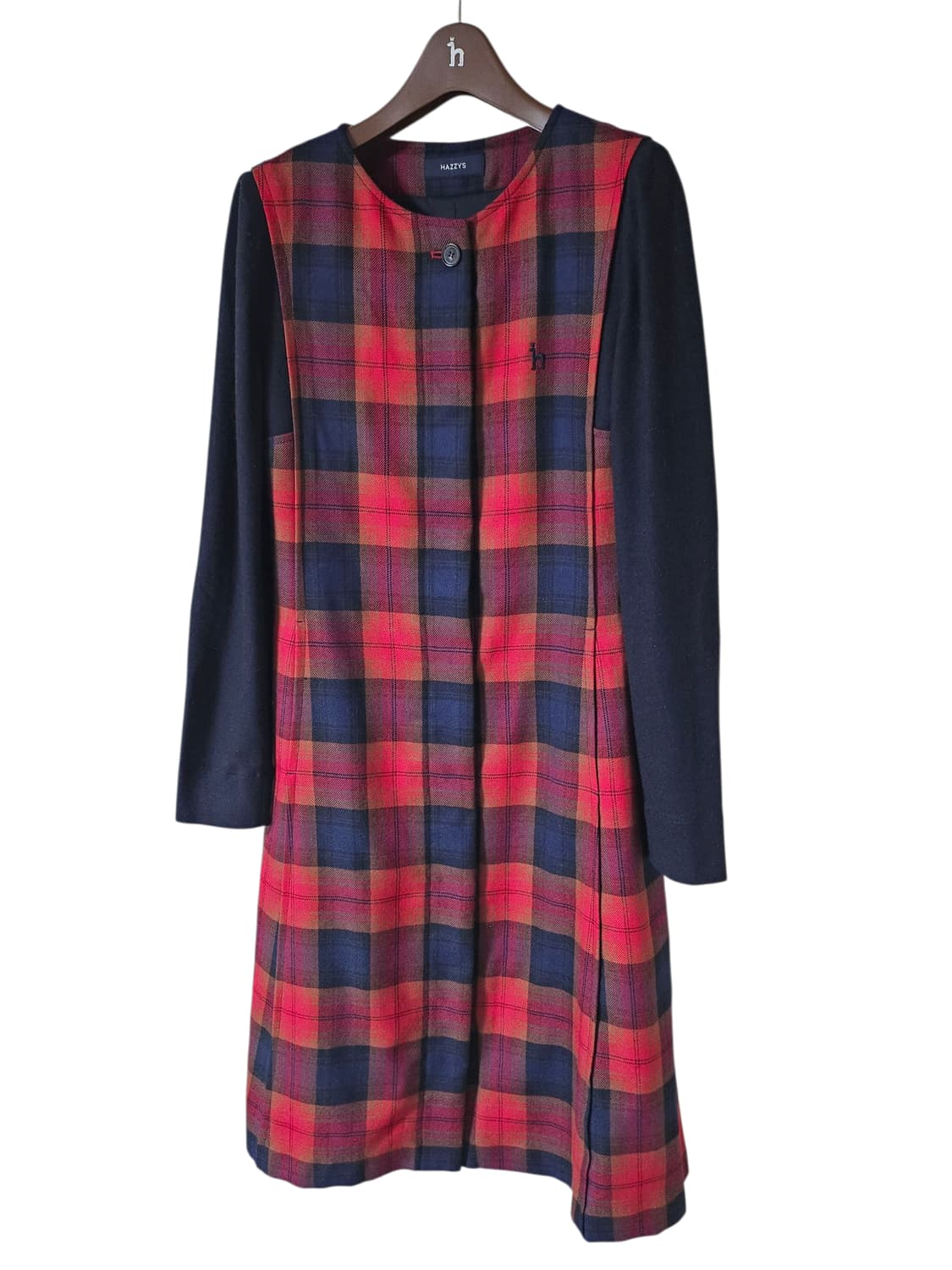 [미착용] 헤지스레이디스 레드 체크 벨트 울 미디 원피스 55 상품이미지7