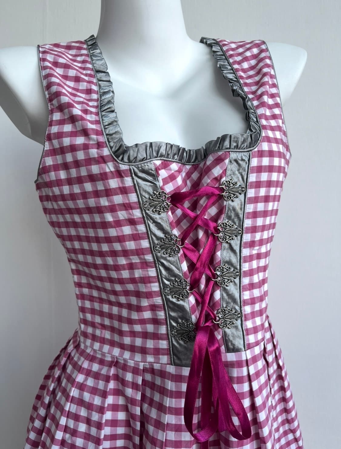 GOLDEN TRACHTEN 핑크 깅엄 디른들 원피스  상품이미지2