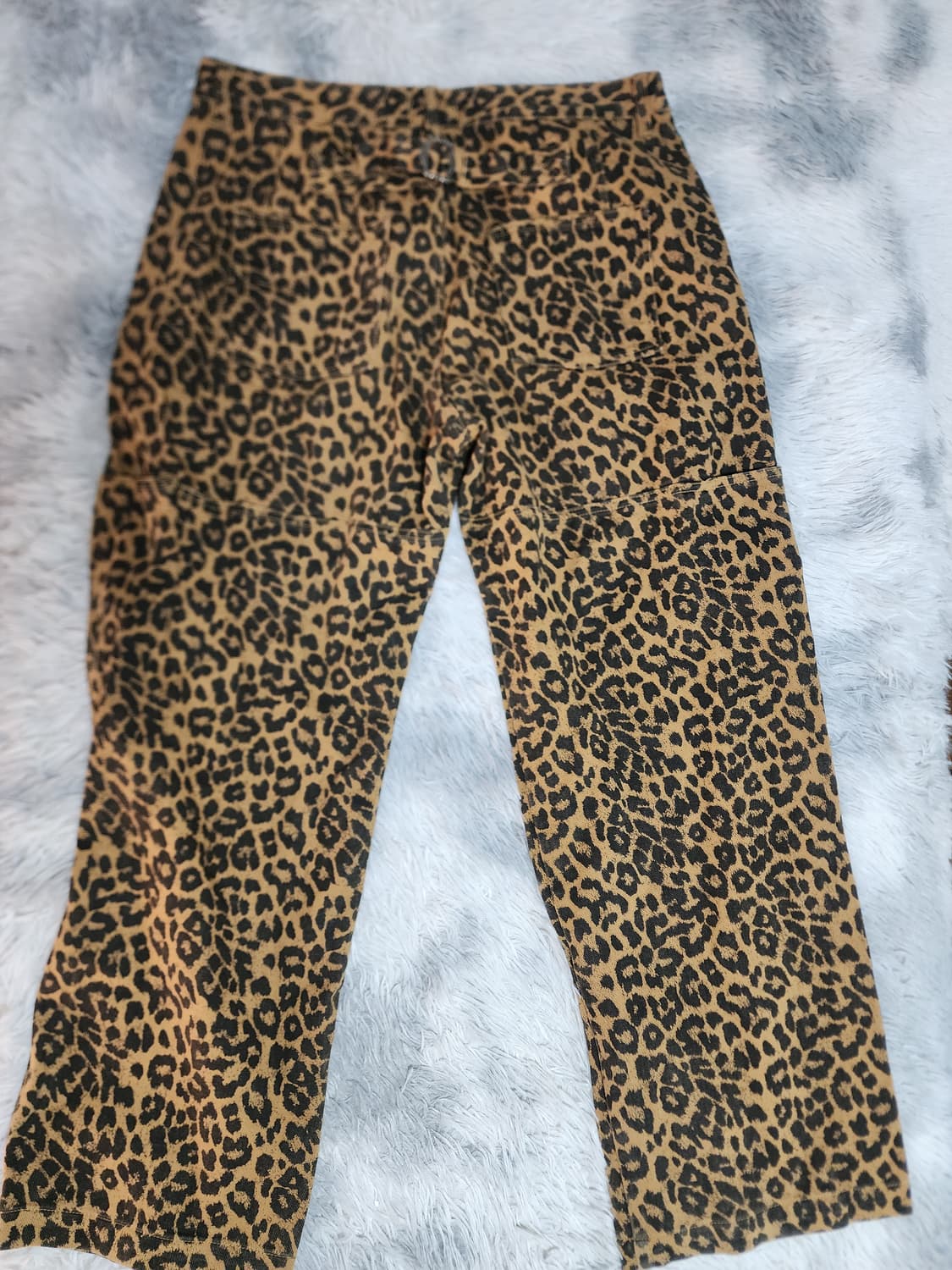 카락터 레오파드 패턴 와이드 팬츠 상품이미지3