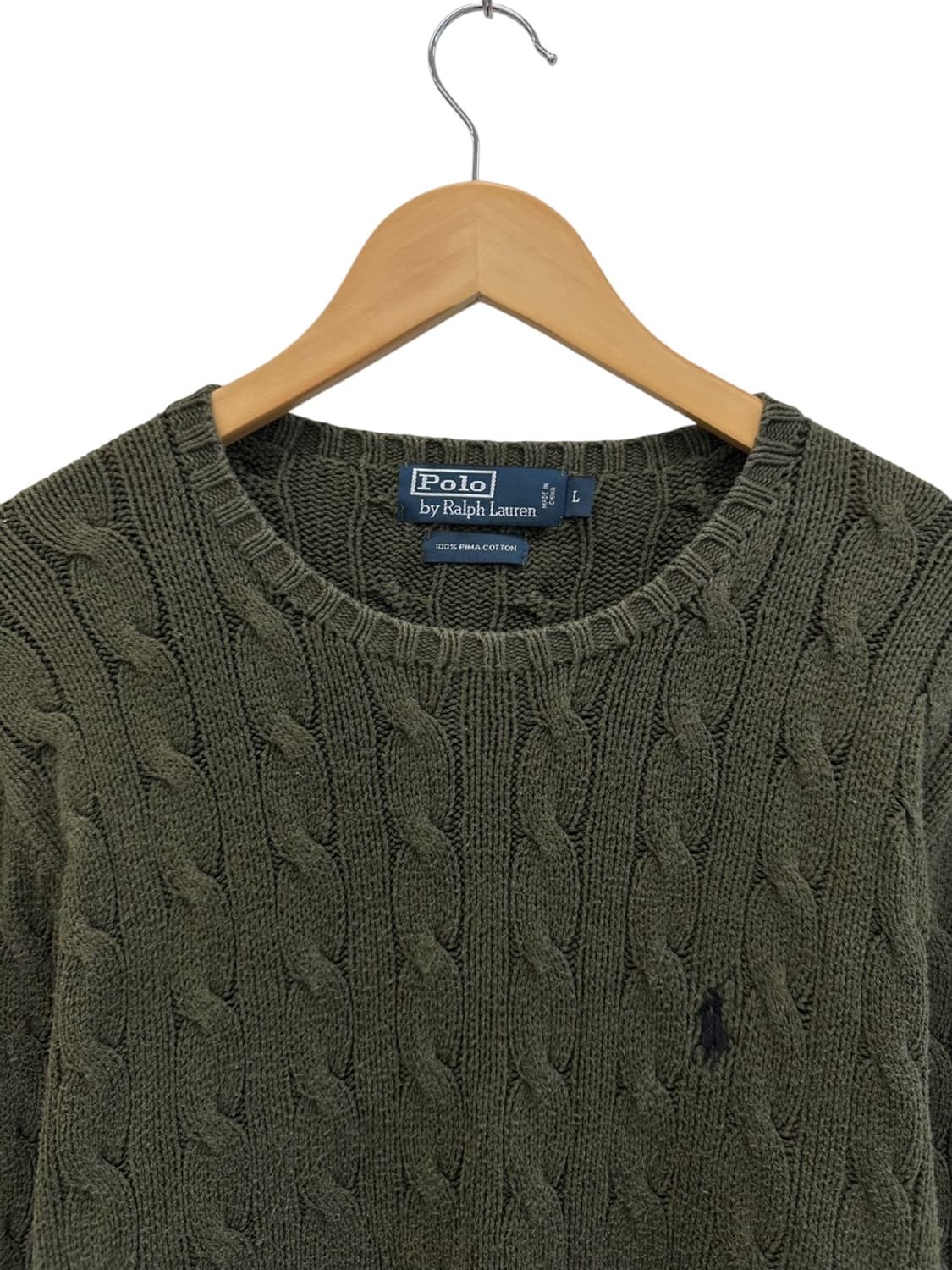 00s 폴로 꽈배기 케이블 니트 카키 (L) 상품이미지2