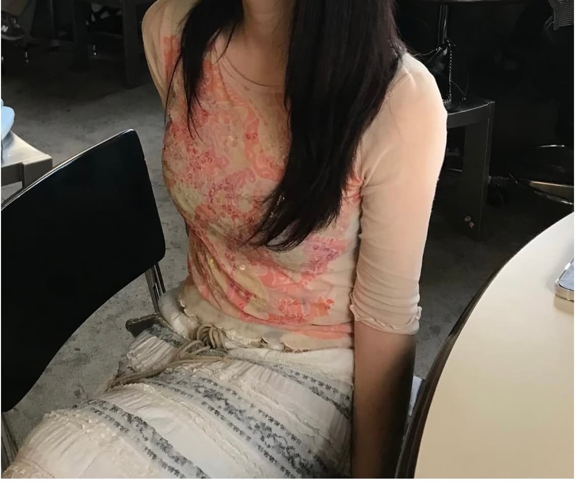 빈티지 페어리 페이즐리 메쉬 탑 티셔츠 상품이미지3
