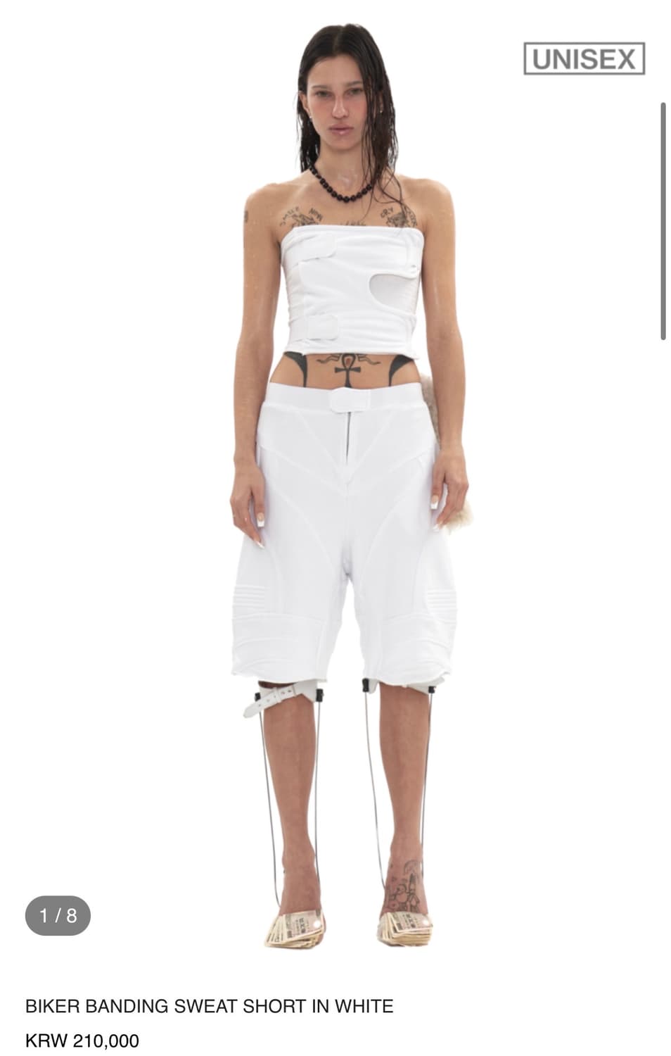 604서비스 BIKER BANDING SWEAT SHORT IN WHIT 상품이미지1