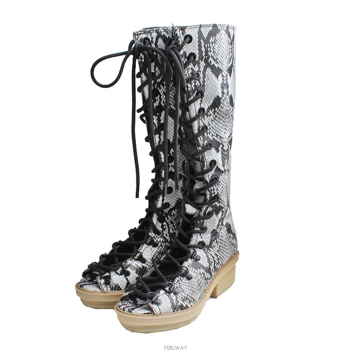 3.1필립림 파이톤 패턴 레이스업 롱부츠 240 상품이미지1