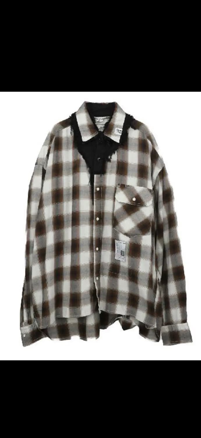 미하라 야스히로 디스트레스드 플레이드 롱슬리브셔츠44 상품이미지1