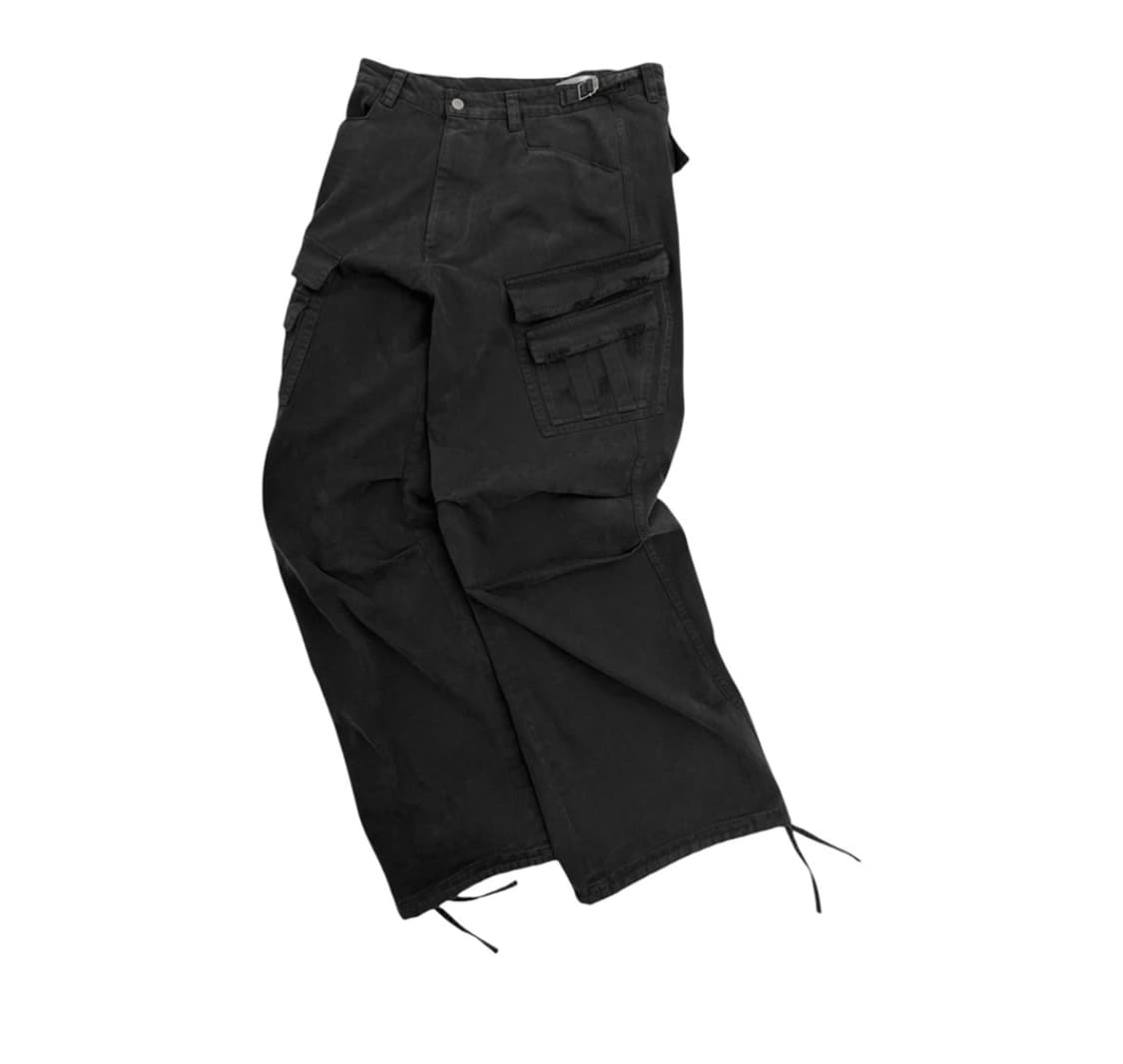 3size 새상품급 논노드 더블 포켓 카고 팬츠 블랙 상품이미지1