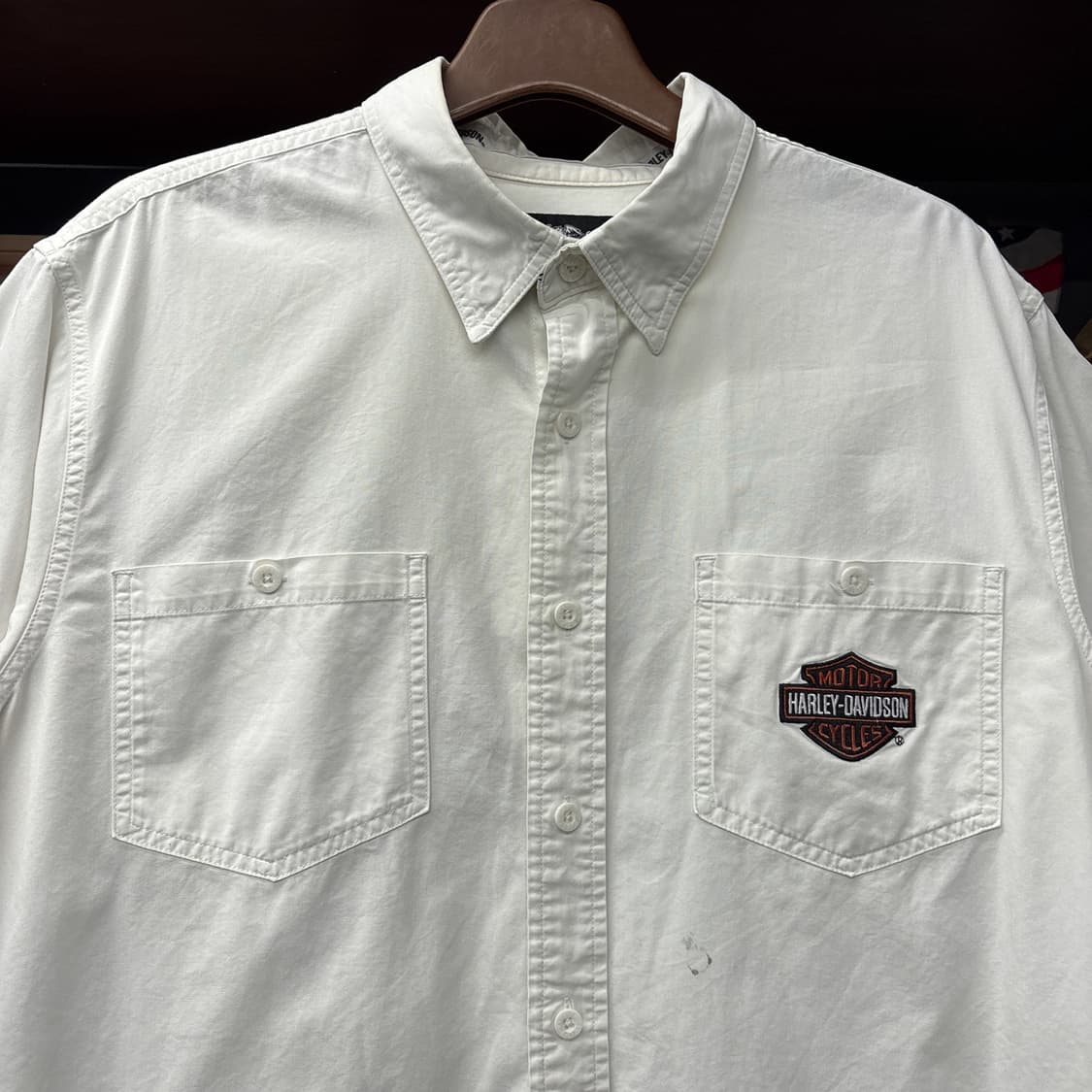 할리데이비슨 투포켓 스텐실 쉴드패치 코튼 워크셔츠 N1176 상품이미지3