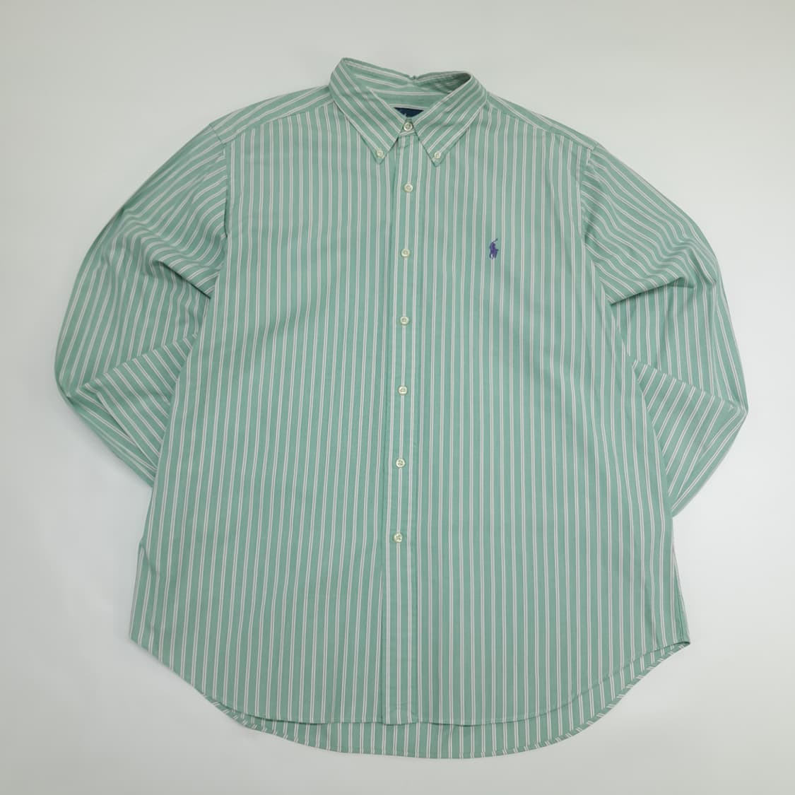 Co638 XL 폴로 랄프로렌 그린 스트라이프 긴팔 셔츠 남방 상품이미지1