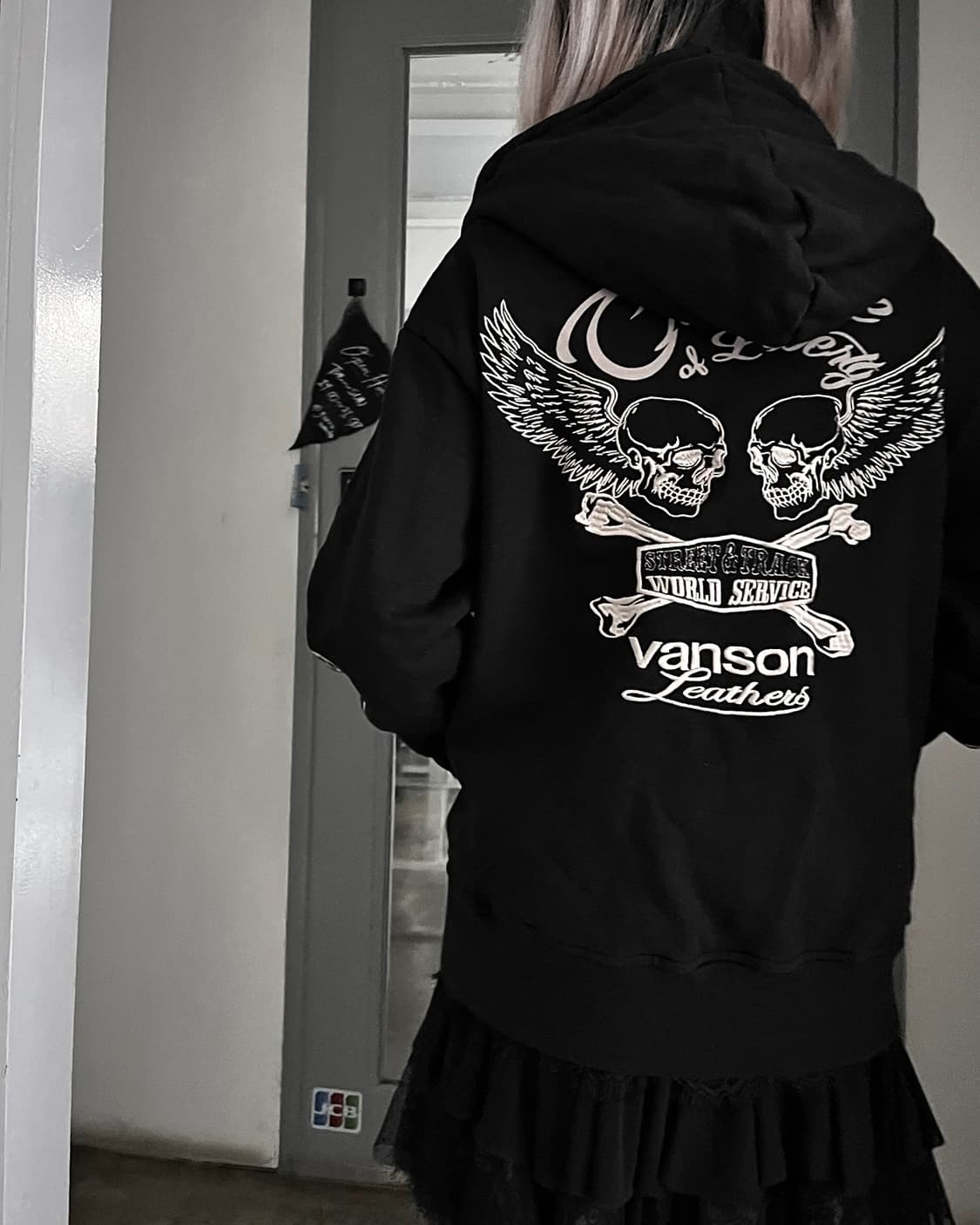 밴슨 오버핏 바이커 무드 코튼 후드집업 상품이미지5