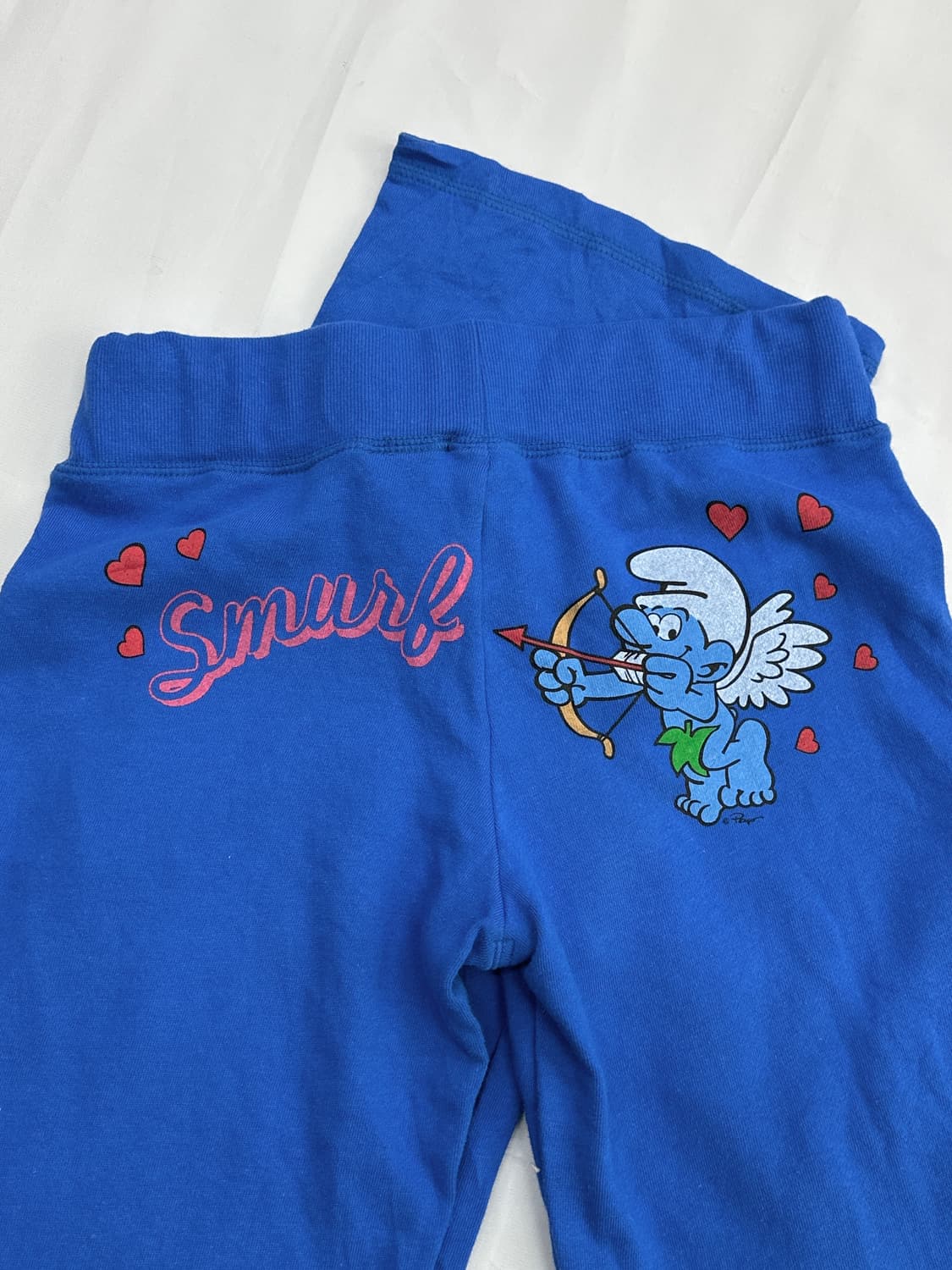 희귀매물 스머프 프린팅 로우라이즈 블루 와이드팬츠 트레이닝 데코라 갸루 상품이미지6