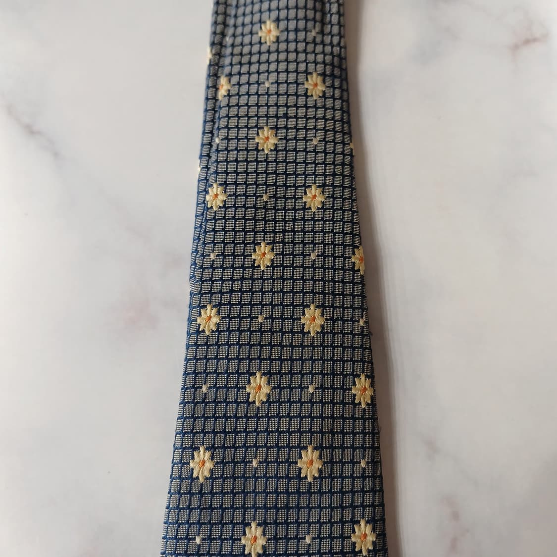 발렌티노 실크 네이비 플라워 패턴 넥타이 9.6cm A등급 A19841 상품이미지8