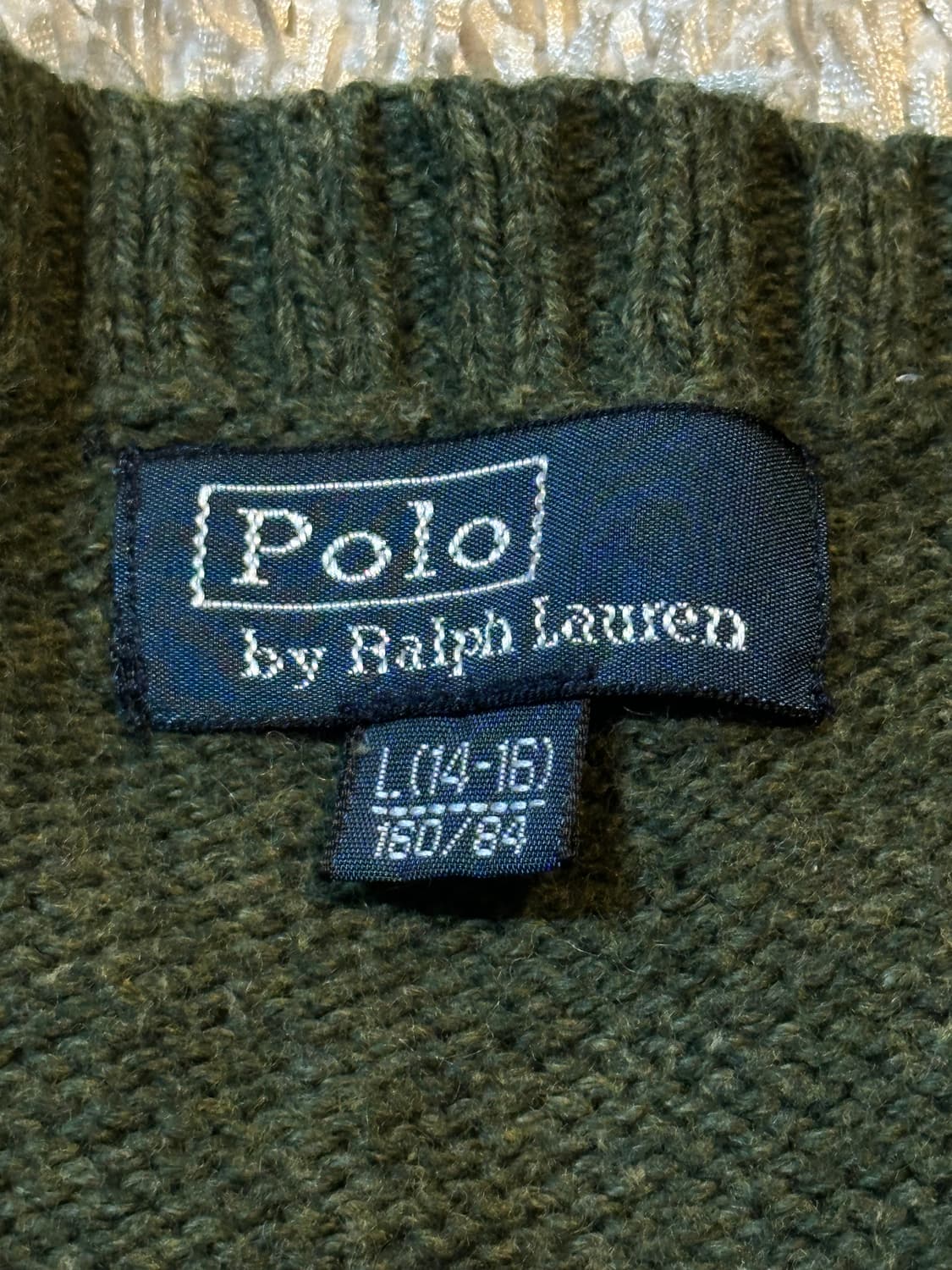 폴로 랄프로렌 POLO 버건디포니 엘보패치 코튼 니트 카키 상품이미지4