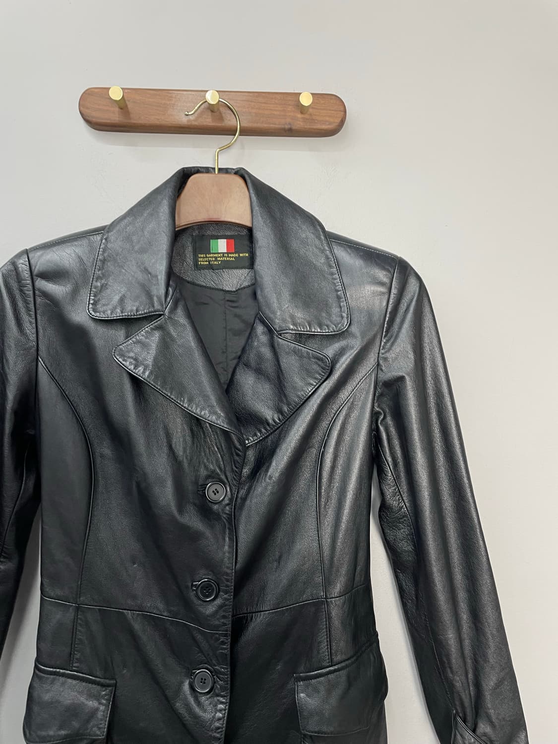 빈티지 블랙 가죽 트렌치코트 H1121 상품이미지3