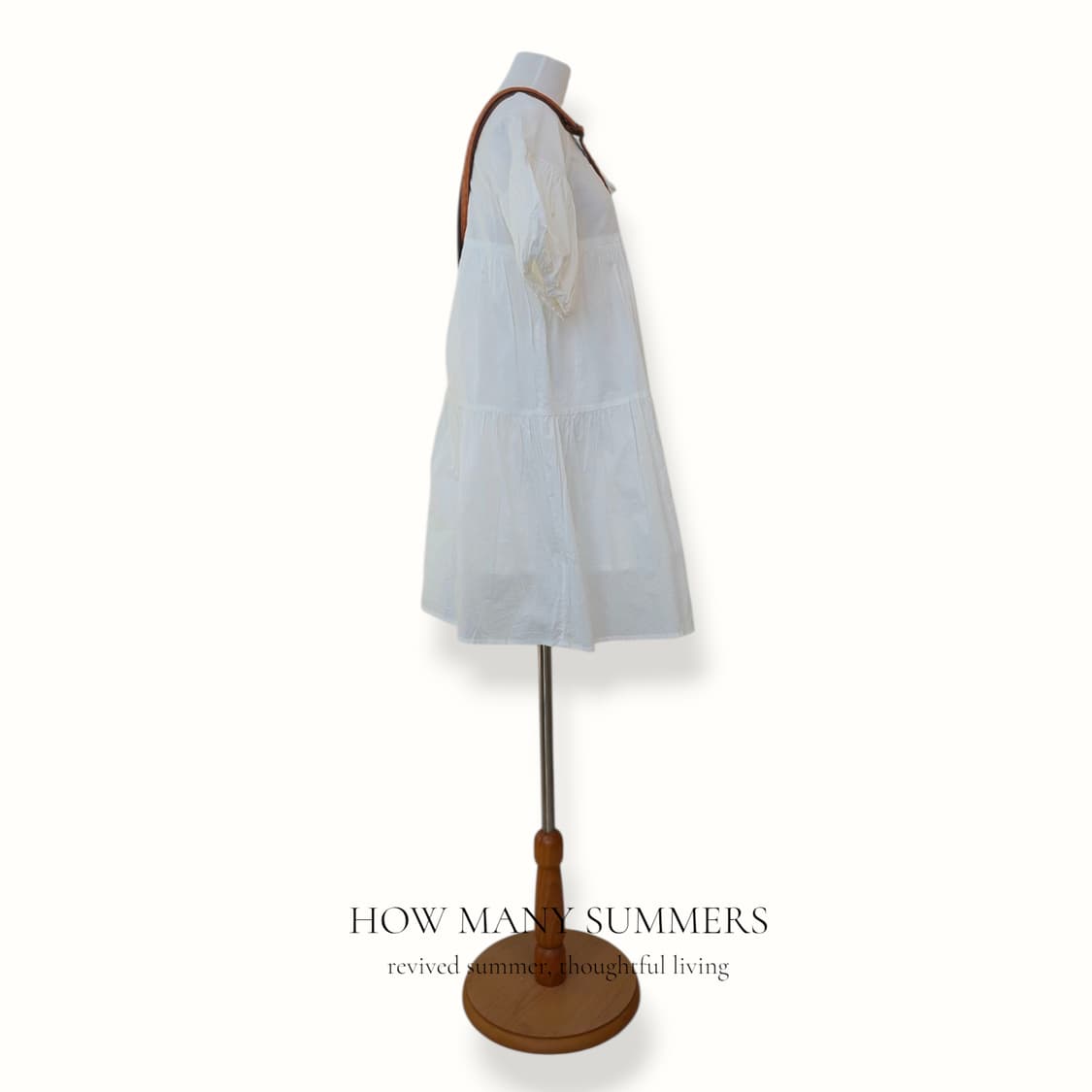 아일렛 캉캉 원피스 화이트 면 퍼프 브이넥 상품이미지2