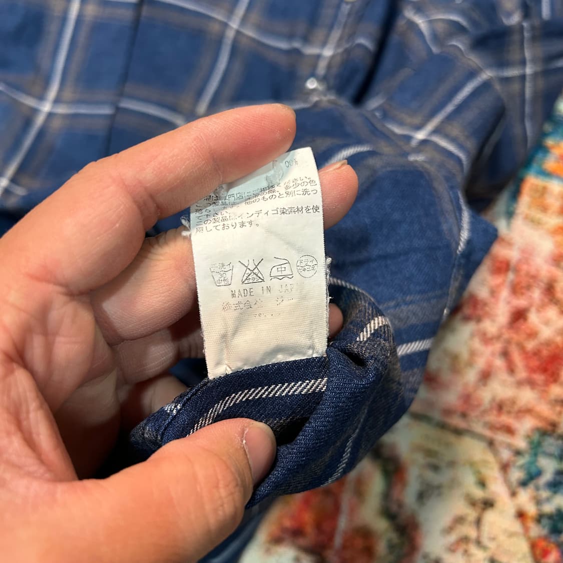 [M] 90s 스투시 자수로고 블루 플란넬 체크셔츠 상품이미지6